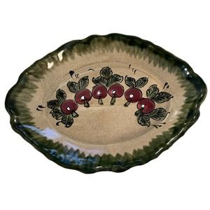 Mexico Castillo Decorative Plate Hand Painted Radishes Green Red Brown 8 X 10